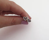 Turquoise Heart Earrings, Sterling Silver Studs with Blue or Purple Cold Enamel, Resin Jewelry for Women