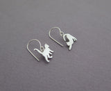 dangle silver cat earrings