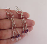 sterling silver chain earrings with gemstones