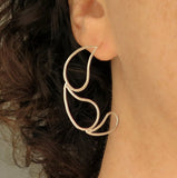 open hoop earrings, sterling silver