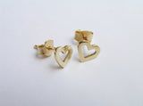 14k gold heart stud earrings