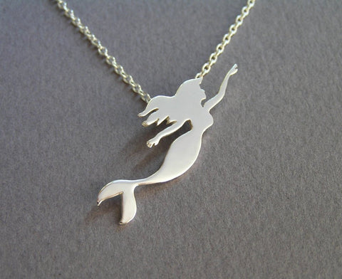 sterling silver mermaid pendant necklace