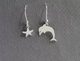 sterling silver dangle dolphin starfish earrings