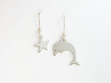 mismatched dolphin dangle earrings