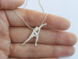 speed skater pendant necklace sterling silver