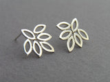 lotus earrings, sterling silver leaf earrings