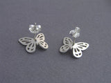 big post butterfly earrings, sterling silver