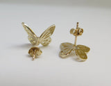 14k gold butterfly earrings, big post earrings