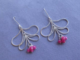 sterling silver drop earrings flower earrings