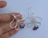 silver wire earrings with gemstones