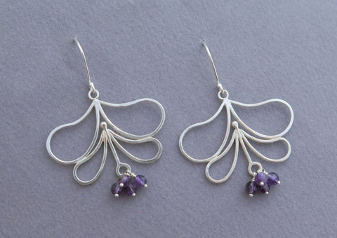 long dangle flower earrings sterling silver