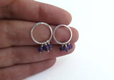 silver hoops with amethyst