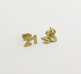 14k gold numbers earrings