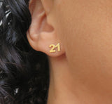 gold numbers earrings
