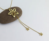 14k gold y necklace, solid gold fine jewelry