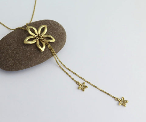 14k gold y necklace, solid gold fine jewelry