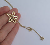 14k gold flowers necklace, gift for wife