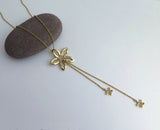 14k gold pendant necklace, flowers necklace