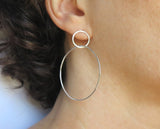 double hoop earrings, sterling silver