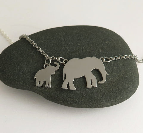 elephant necklace, sterling silver
