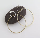 Large Hoop Earrings - Sterling Silver Circles Post Earrings
