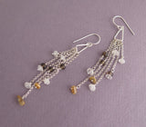 long chain earrings, sterling silver, gemstone earrings