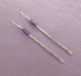 skinny bar earrings, sterling silver