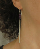 long stick earrings, sterling silver