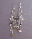 gemstones ans silver dangle earrings