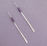 very long bar earrings, sterling silver dangle earrings