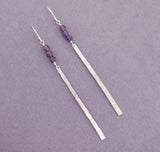 long bar earrings with gems