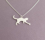 Playing Cat Necklace – Sterling Silver - Cat Lover Gift