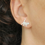 sterling silver cat stud earrings