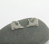 silver cat stud earrings