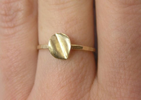14k gold leaf ring
