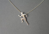 sterling silver running man pendant necklace