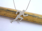 sterling silver runner necklace, sport jewelry