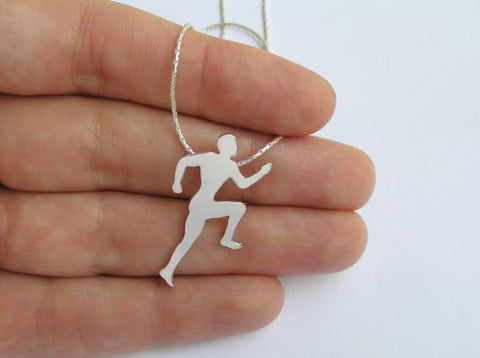 Runner Necklace Sterling Silver Running Man Pendant – Dalia