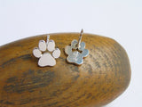 sterling silver paw print stud earrings