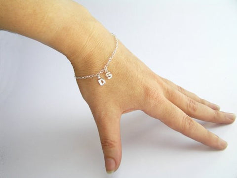 sterling silver initial bracelet, personalized jewelry