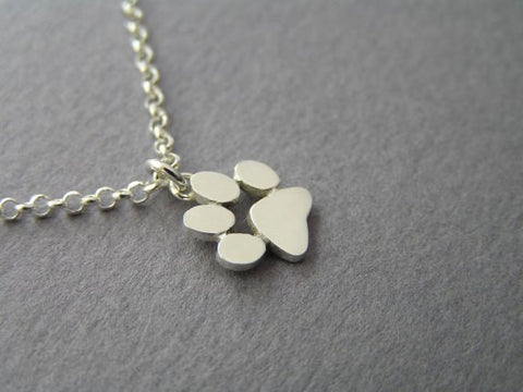 sterling silver paw print pendant necklace 