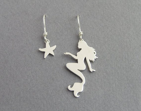 mermaid earrings, starfish earrings