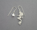 mermaid earrings, starfish earrings, mismatched earrings