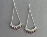 dangle earrings silver & garnet chandelier