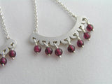 dangle earrings silver & garnet chandelier