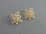 solid 14k gold leaf earrings