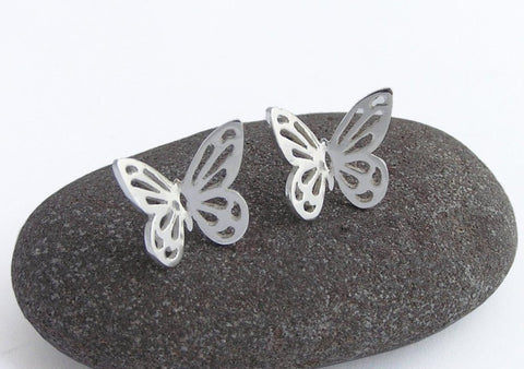 butterfly earrings, sterling silver