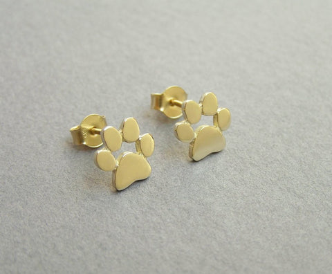14k gold paw print earrings 