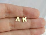 14k gold letters stud earrings 