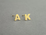 14k gold letters earrings, minimal earrings